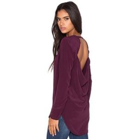 Chaser Tops - Chaser Cabernet silk draped open back top blouse
